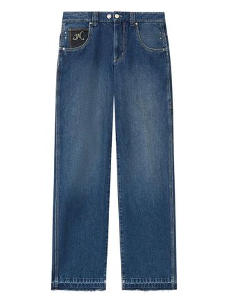 Isabel Marant Jeyda embroidered straight jeans - women - Cotton/Polyester/Cotton/Polyester - 34 - Blue