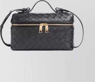 Bottega Veneta vanity case bag with adjustable strap and woven design
