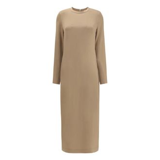 Toteme Lange satijnen jurk - Dames - Jurken - Beige - Maat: M Satijn