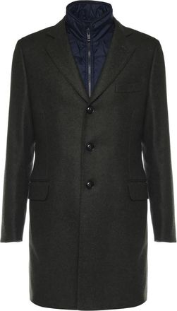 Fay Enkelrijige jas - Heren - Mantel - Groen - S - Wol - Jassen
