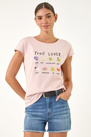 Roman Cotton Fruit Print T-Shirt