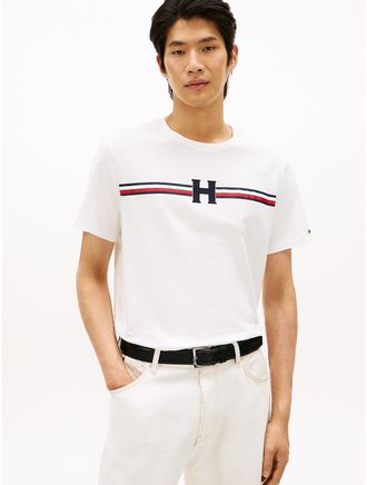Tommy Hilfiger Mens Signature H Stripe T-Shirt - White - XXXL