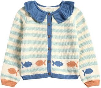 Next Kids Marine Jacquard Cardigan in Blue at Nordstrom, Size 12-18M