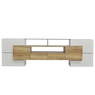 Urban Meuble Gabinete moderno de madera natural y blanca con almacenamiento