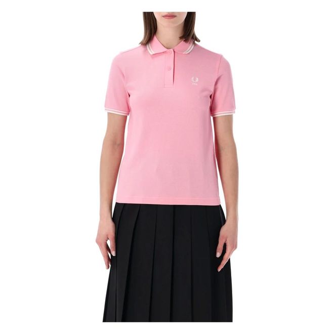 Polo Shirts, female, Pink, Size: L Patchwork Pique Polo Shirt