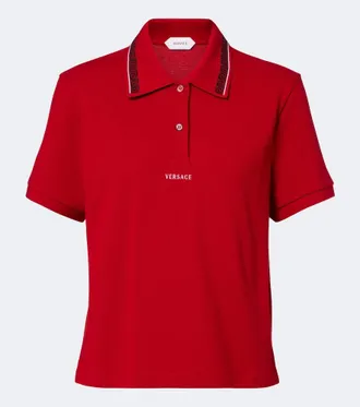Versace Greca cotton piqu&eacute; polo shirt