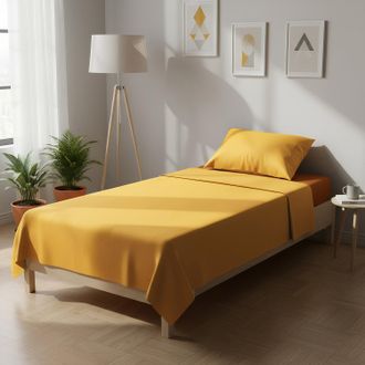 KASANOVA Completo letto singolo bicolor ocra chiaro e scuro
