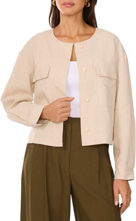 Vince Camuto Collarless Crop Jacket in Oyster Grey at Nordstrom, Size Large