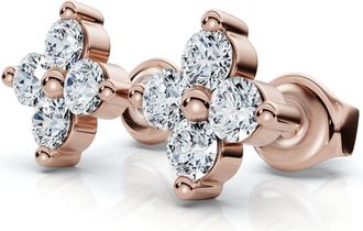 Pompeii3 1/2Ct Jackie Diamond Studs 14k Gold Earrings Lab Grown 1/3 Tall