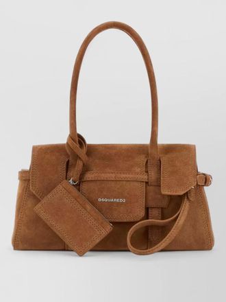 Dsquared2 suede shoulder bag detachable tag top handle