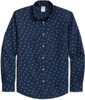 Brooks Brothers Cotton Sport Shirt in Navy at Nordstrom, Size Xx-Large
