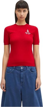Sporty & Rich Camiseta Vendome de Merino - Tops - Mujer - Rojo - L
