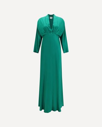 Forte_Forte FORTE_FORTE Silk satin Long Dress with royal V-neck Female II