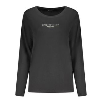 Freddy Long Sleeve Tops, female, Black, Size: S Long-sleeved T-shirt with logoed band on the shoulders