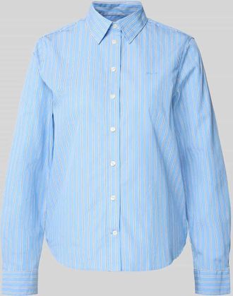 GANT Regular Fit Bluse mit Label-Stitching Modell ONEBUY in Hellblau, Gr&ouml;&szlig;e 34