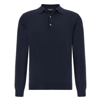 Boggi Milano Truien & Vesten, Heren, Blauw, 2Xl, Wol, Gebreide Merino Polo Shirt