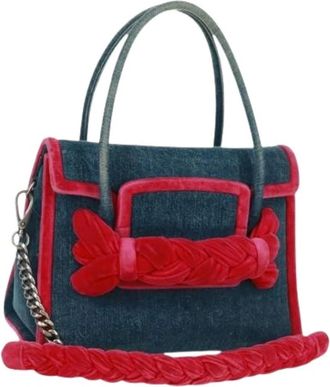 Miu Miu Pre-owned Handbags, female, Blue, Size: ONE SIZE Pre-owned Canvas Handbag