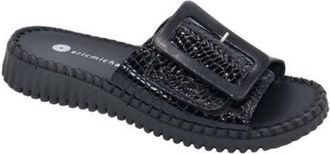 Eric Michael Womens Darla Adjustable Sandal In Black Croc Patent