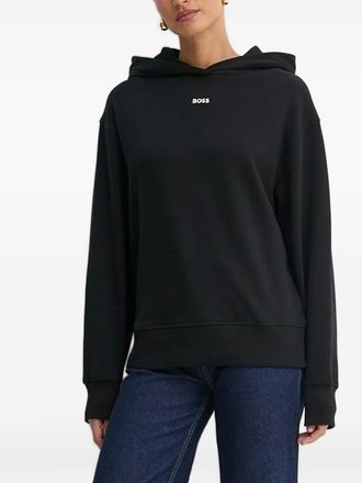 BOSS logo-print hoodie - women - Cotton - L - Black