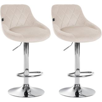 Clp Set di 2 sgabelli da bar Lazio Velvet crema cromo
