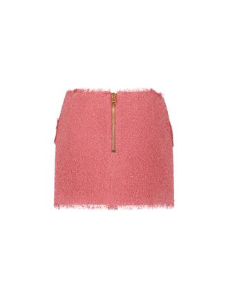 Balmain Womens Skirts Pink Virgin Wool