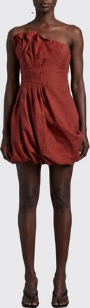 Magda Butrym Draped Silk Mini Dress with Asymmetrical Neckline