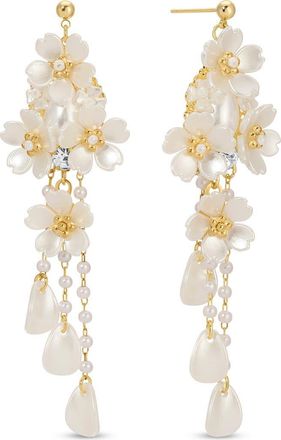 Eye Candy Los Angeles Dina Pearlescent Bead Flower Drop Earrings in Gold at Nordstrom Rack