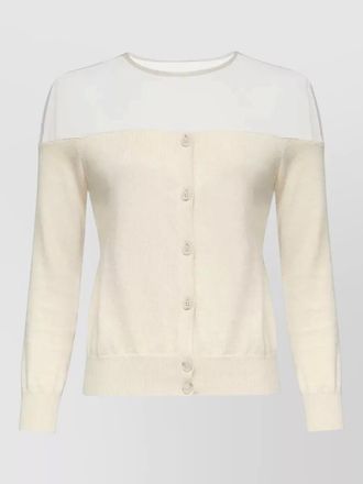 Maison Margiela off shoulder sheer panel long sleeve cardigan