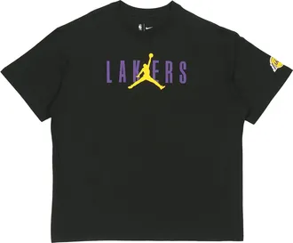 Nike Jordan Air Jordan NBA Los Angeles Lakers Alphabet Printing Basketball Sports Round Neck Short Sleeve Black DA6513-010