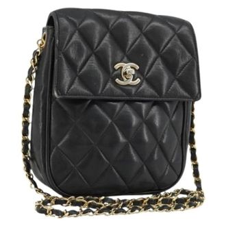 Chanel Pre-owned Cross Body Bags, female, Black, Size: ONE SIZE Pre-owned Vintage Lambskin Shoulder Bag