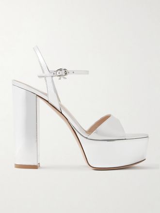 Gianvito Rossi Sandali In Pelle Lucida Con Plateau Marlena 85 - Argento