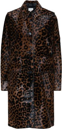 Toteme leopard-print single-breasted coat - women - Calf Leather/Viscose - 32 - Brown