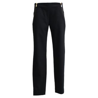Versace Side-Zipped Accent Slim-Fit Trousers in Black Cotton