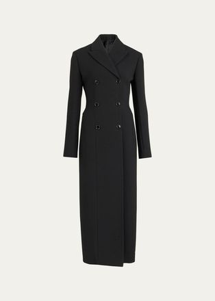 Alaia Wool Crepe Double-Breasted Tailored Coat