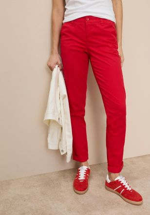 AJC Chinohose AJC, Damen, Gr. 32, N-Gr, rot, Web, Obermaterial: 97% Baumwolle, 3% Elasthan, bequem lang, Hosen Chinohose, in l&auml;ssiger Form mit Pattentasch