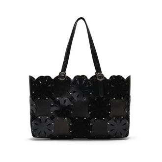 Maliparmi Maliparmi - Leren Bloom Flower Shopper - Dames - Tassen - Zwart - Maat: ONE Size Leer