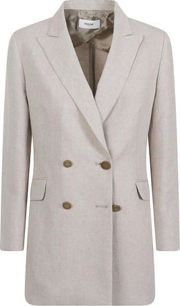 Saulina Milano Saulina, Jassen, Dames, Beige, L, Katoen, Anita Double-Breasted Blazer