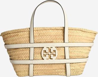Tory Burch ella White Basket Straw Shopping Bag