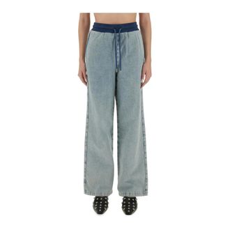 Moschino Wide Leg Denim Broek - Dames - Jeans - Blauw - Maat: S Denim