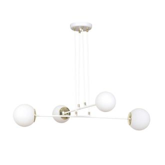 Wonderlamp L&aacute;mpara colgante elegante 4 luces n&oacute;rdico blanco con detalles dorados