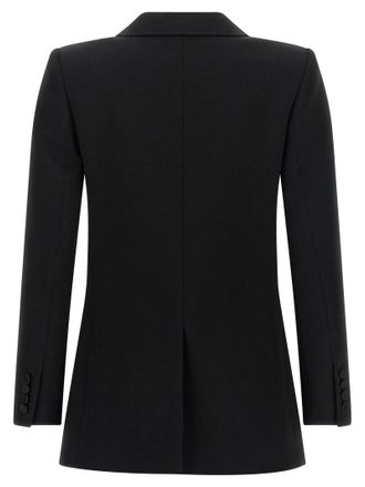Saint Laurent Satin Lapel Double-Breasted Blazer - Black