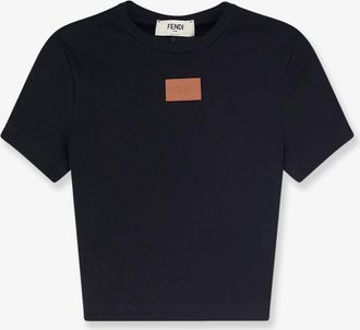 Fendi T-shirt cropped in cotone stretch - FENDI - gender_Woman