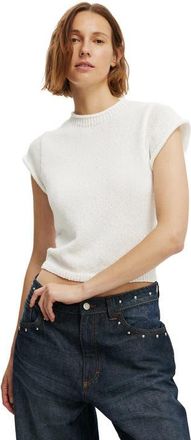 Cotton On Womens Textured Shortsleeve Knit Top in Porcelain at Nordstrom, Size Xx-Small