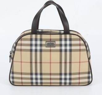 Burberry Beige Leather Coated Canvas Handbag Tote Bag (Pre-Owned)