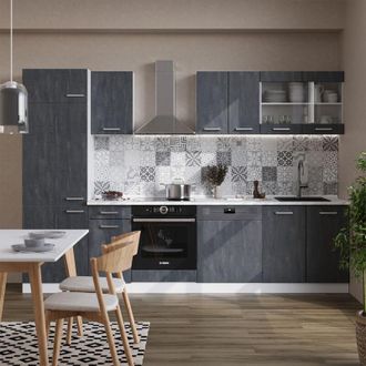 Vicco Mueble De Cocina R-line, Hormig&oacute;n Negro/blanco, 300 Cm Et Antracita