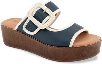 Gentle Souls Vadylin Platform Wedge Slide Sandal in Navy Leather at Nordstrom, Size 6.5