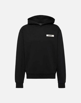 Jacquemus Mens Jacquemus The Gros Grain Logo Hoodie Black - Size: 42