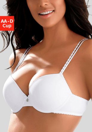 Lascana Push-up-BH LASCANA, Damen, Gr. 70, Cup AA, weiss (wei&szlig;), Microtouch, Obermaterial: 82% Polyamid (TACTEL), 18% Elasthan (LYCRA), BHs Push-up-BH, mit B&uuml;