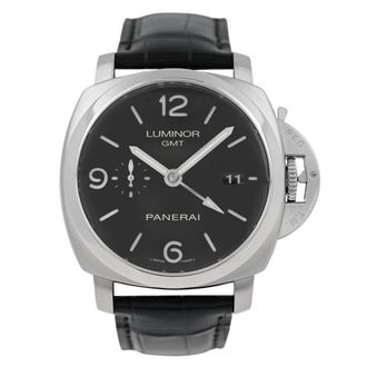 Officine Panerai Pre-owned Panerai Luminor 1950 3 Days Gmt Automatic GMT Black Dial Mens Watch PAM00320