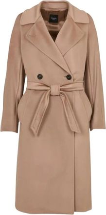 Max Mara Resina Coat - Dames - Jas met riem - Bruin - S - Wol - Jassen
